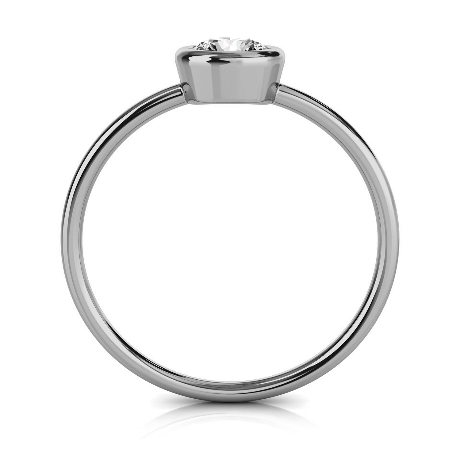 14K White Gold Lavarit Petite Bezel Solitaire Ring